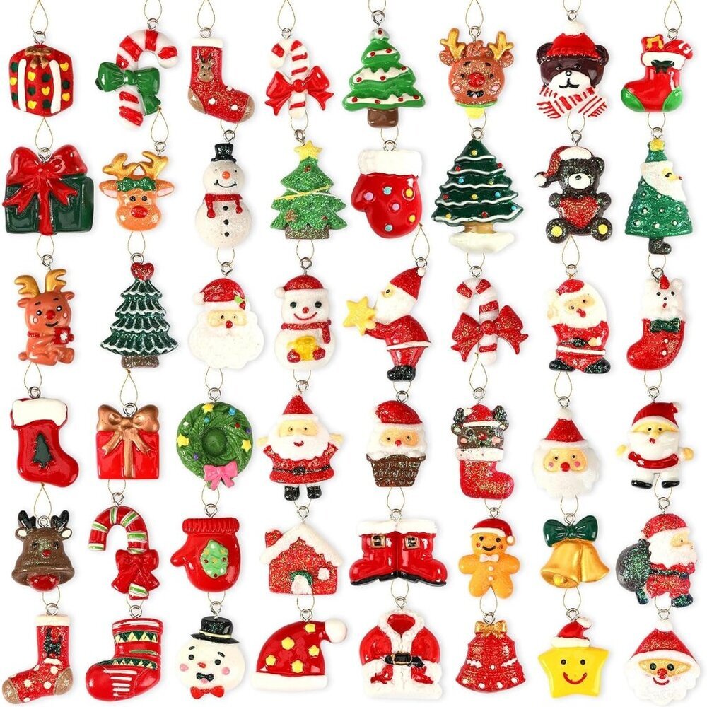 36PCS Mini Resin Christmas Ornaments Tiny Christmas Hanging Ornaments for Tree X